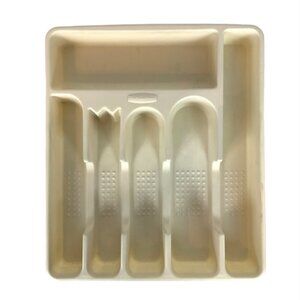 Rubbermaid Flatware Silverware Tray Drawer Organizer Beige Plastic 6 Sections